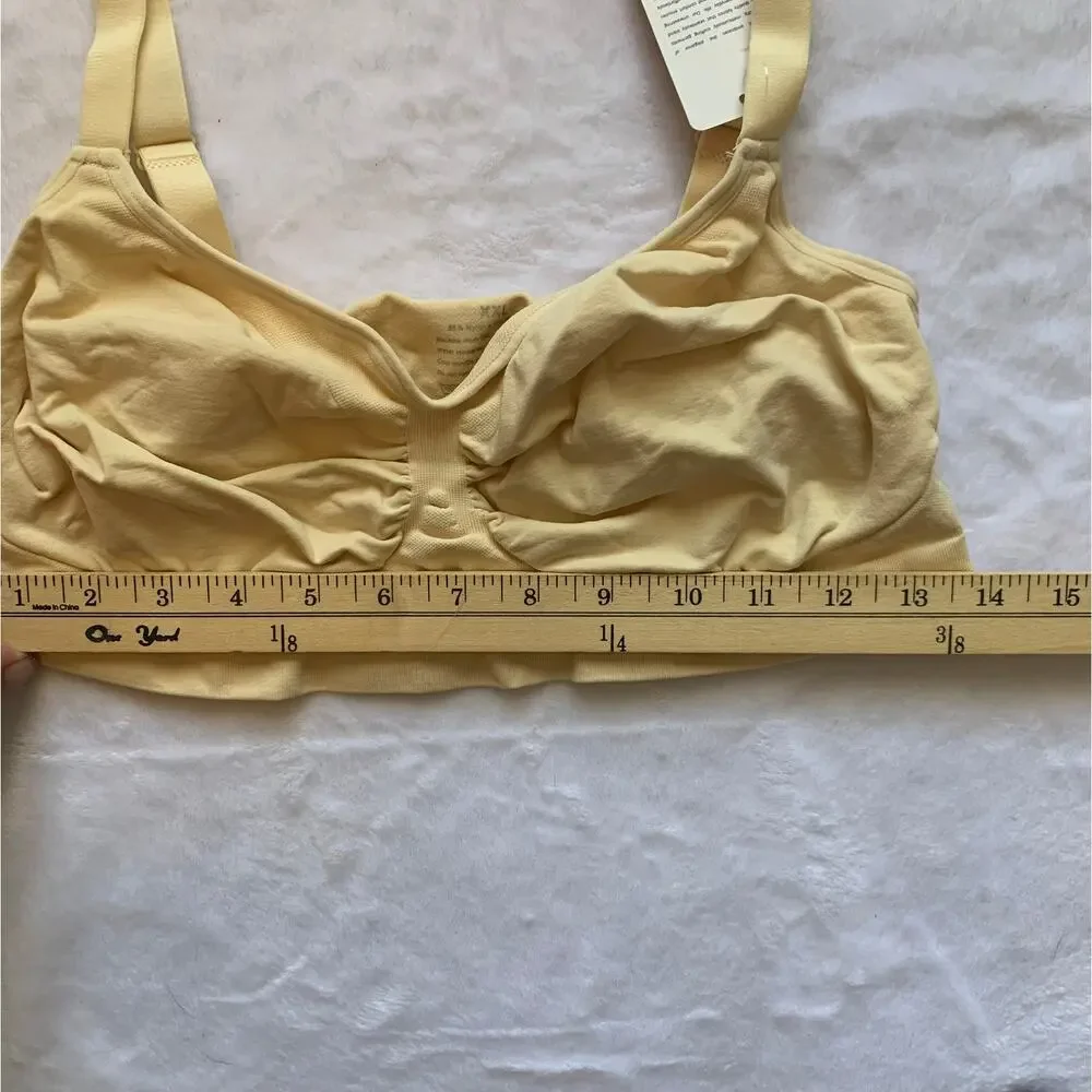 NWT Feelingirl Womens XXL Pale Yellow Comfort Sports Bra Bralette Nylon Stretch